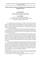 Unele aspecte legate de competența organelor de urmărire penală